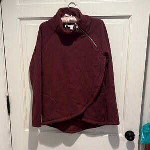 Athleta Burgundy Asymmetrical Zip Jacket